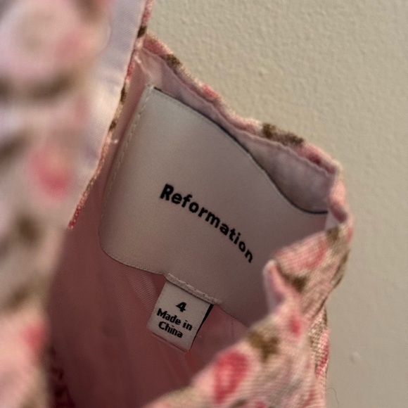 Reformation 4 Daria Rosin Linen Mini Dress in Pink Floral - Picture 7 of 12